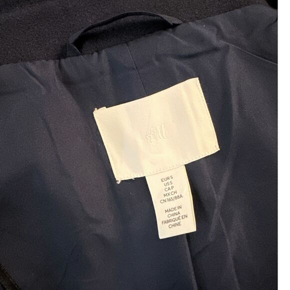 H&M Navy Double Breasted Pea Coat, Size S - Picture 3 of 4